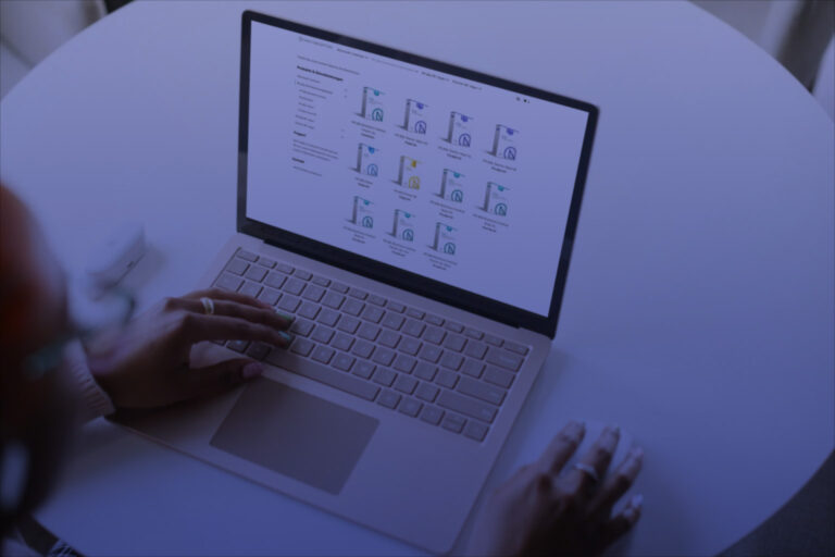 e commerce laptop mockup of a young woman using a surface laptop