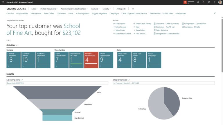 Business Central Top Customer Dashboard