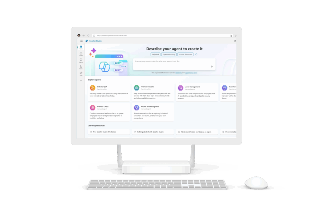 copilot studio minimal microsoft surface studio mockup
